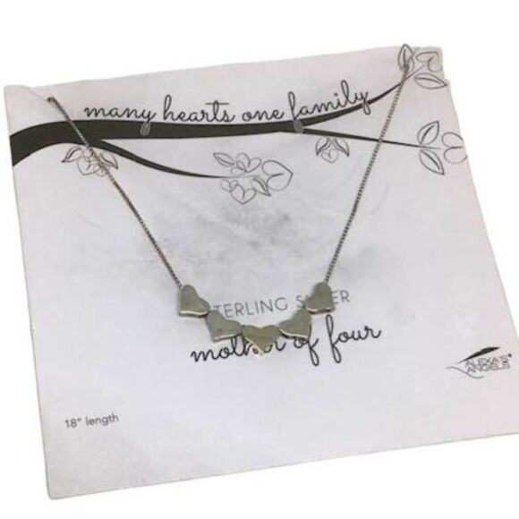 Mother Five Hearts Children Grandchildren Necklace Sterling Silver Alexa Angels - Picture 3 of 6